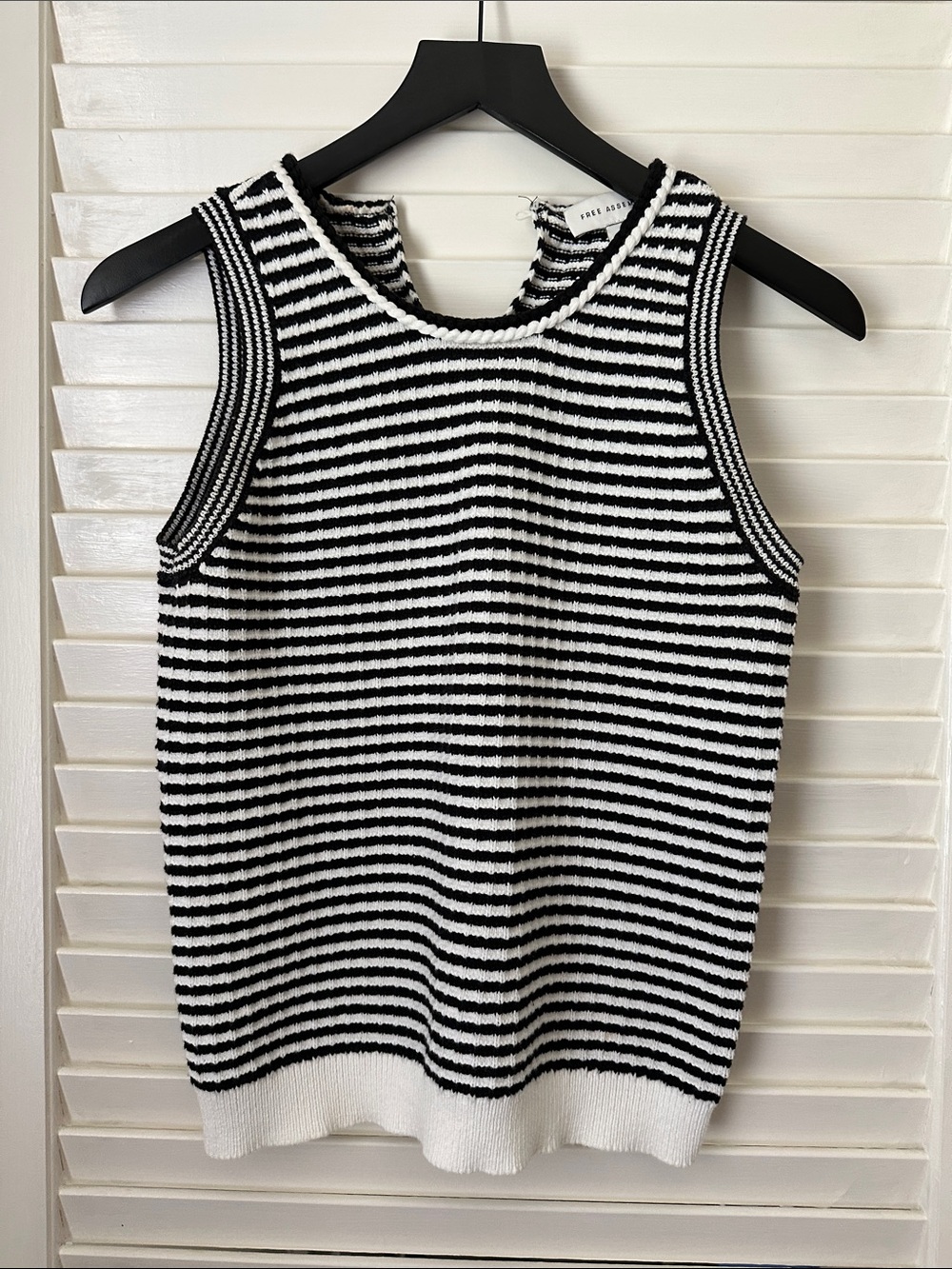 Striped Sweater Tank Top - Black & White